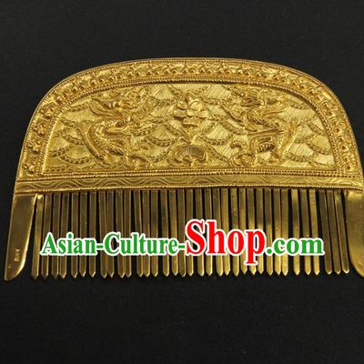 China Ancient Empress Hair Accessories Handmade Court Carving Hairpin Traditional Tang Dynasty Hair Comb