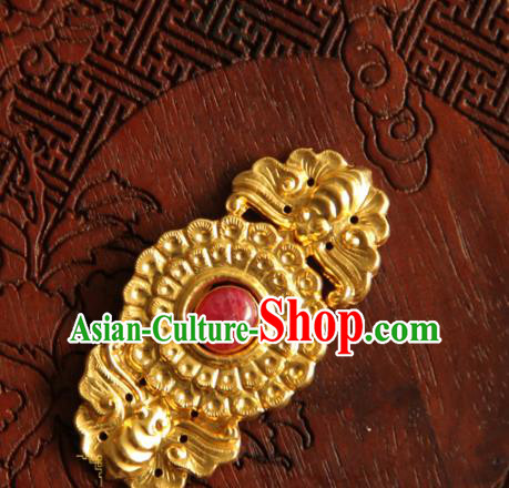 China Handmade Ancient Empress Costume Golden Buckle Ming Dynasty Gem Button China Handmade Ancient Empress Costume Golden Buckle Ming Dynasty Gem Button