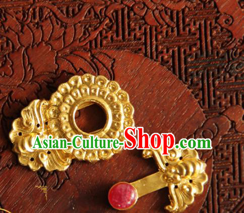 China Handmade Ancient Empress Costume Golden Buckle Ming Dynasty Gem Button China Handmade Ancient Empress Costume Golden Buckle Ming Dynasty Gem Button