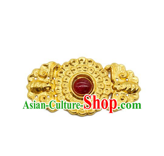 China Handmade Ancient Empress Costume Golden Buckle Ming Dynasty Gem Button China Handmade Ancient Empress Costume Golden Buckle Ming Dynasty Gem Button