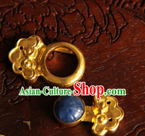 China Ming Dynasty Gilding Button Handmade Ancient Empress Costume Golden Buckle China Ming Dynasty Gilding Button Handmade Ancient Empress Costume Golden Buckle
