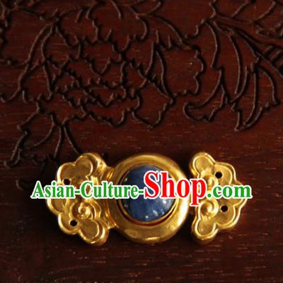 China Ming Dynasty Gilding Button Handmade Ancient Empress Costume Golden Buckle