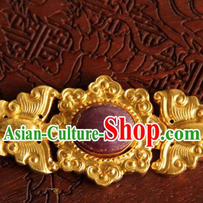 China Handmade Ancient Empress Costume Golden Buckle Ming Dynasty Gilding Butterfly Button