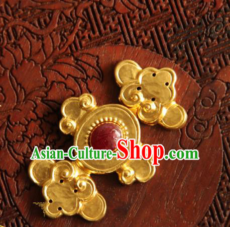 China Ancient Costume Golden Buckle Handmade Ming Dynasty Gilding Button Snap Fastener China Ancient Costume Golden Buckle Handmade Ming Dynasty Gilding Button Snap Fastener