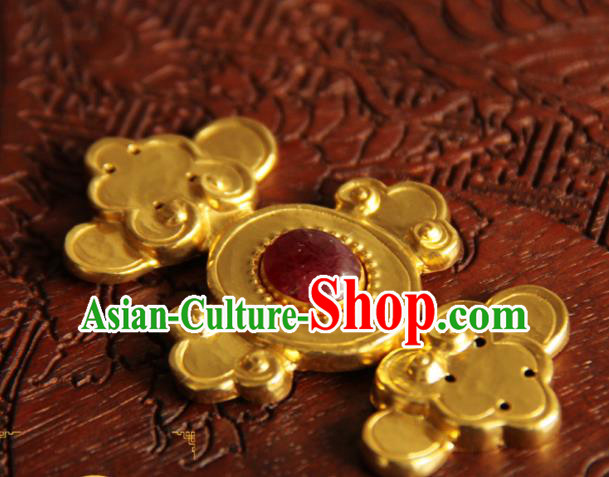 China Ancient Costume Golden Buckle Handmade Ming Dynasty Gilding Button Snap Fastener China Ancient Costume Golden Buckle Handmade Ming Dynasty Gilding Button Snap Fastener