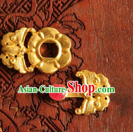 China Handmade Ming Dynasty Snap Fastener Gilding Button Ancient Costume Golden Buckle China Handmade Ming Dynasty Snap Fastener Gilding Button Ancient Costume Golden Buckle
