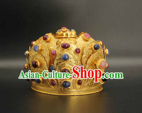 China Traditional Handmade Gems Hair Crown Ancient Taoist Hairpin Ming Dynasty Hair Accessories