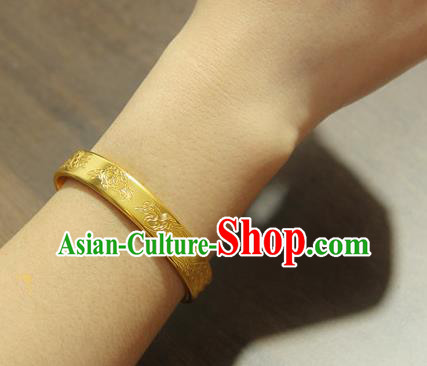 China Handmade Tang Dynasty Princess Golden Bracelet Ancient Palace Lady Jewelry China Handmade Tang Dynasty Princess Golden Bracelet Ancient Palace Lady Jewelry