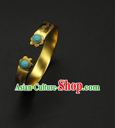 China Handmade Tang Dynasty Princess Golden Bracelet Ancient Palace Lady Jewelry China Handmade Tang Dynasty Princess Golden Bracelet Ancient Palace Lady Jewelry