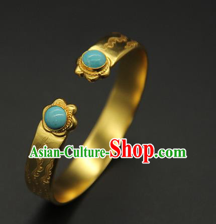 China Handmade Tang Dynasty Princess Golden Bracelet Ancient Palace Lady Jewelry China Handmade Tang Dynasty Princess Golden Bracelet Ancient Palace Lady Jewelry