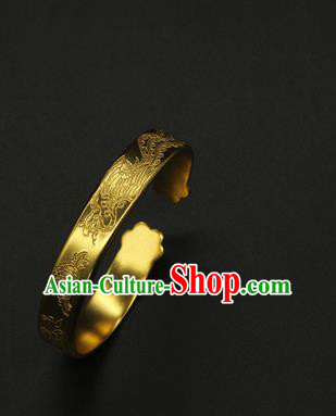 China Handmade Tang Dynasty Princess Golden Bracelet Ancient Palace Lady Jewelry China Handmade Tang Dynasty Princess Golden Bracelet Ancient Palace Lady Jewelry
