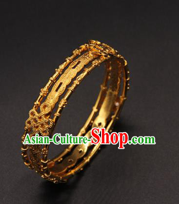 Handmade Chinese Ancient Hanfu Jewelry Accessories Traditional Ming Dynasty Golden Bracelet Handmade Chinese Ancient Hanfu Jewelry Accessories Traditional Ming Dynasty Golden Bracelet