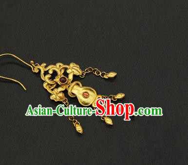 Handmade Chinese Traditional Ming Dynasty Empress Golden Earrings Ancient Hanfu Ear Jewelry Accessories Handmade Chinese Traditional Ming Dynasty Empress Golden Earrings Ancient Hanfu Ear Jewelry Accessories
