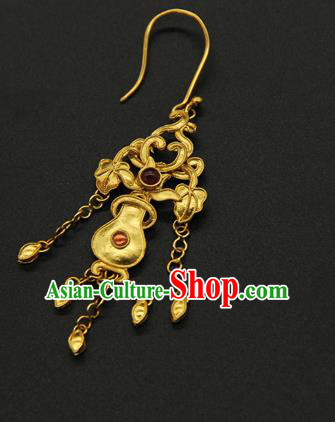 Handmade Chinese Traditional Ming Dynasty Empress Golden Earrings Ancient Hanfu Ear Jewelry Accessories Handmade Chinese Traditional Ming Dynasty Empress Golden Earrings Ancient Hanfu Ear Jewelry Accessories