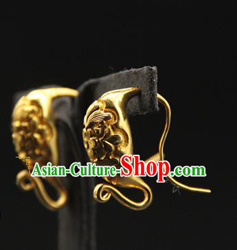 Handmade Chinese Traditional Song Dynasty Earrings Accessories Ancient Empress Golden Ear Jewelry Handmade Chinese Traditional Song Dynasty Earrings Accessories Ancient Empress Golden Ear Jewelry
