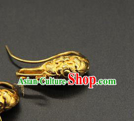 Handmade Chinese Traditional Song Dynasty Earrings Accessories Ancient Empress Golden Ear Jewelry Handmade Chinese Traditional Song Dynasty Earrings Accessories Ancient Empress Golden Ear Jewelry