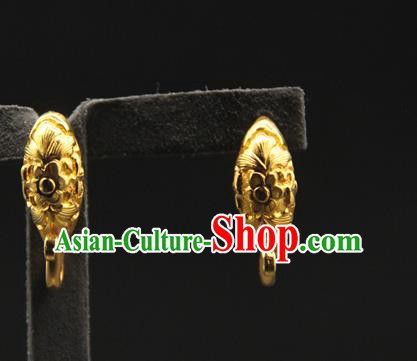 Handmade Chinese Traditional Song Dynasty Earrings Accessories Ancient Empress Golden Ear Jewelry Handmade Chinese Traditional Song Dynasty Earrings Accessories Ancient Empress Golden Ear Jewelry
