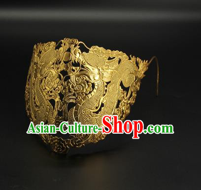 China Handmade Han Dynasty Swordsman Accessories Ancient Crown Prince Golden Face Mask China Handmade Han Dynasty Swordsman Accessories Ancient Crown Prince Golden Face Mask