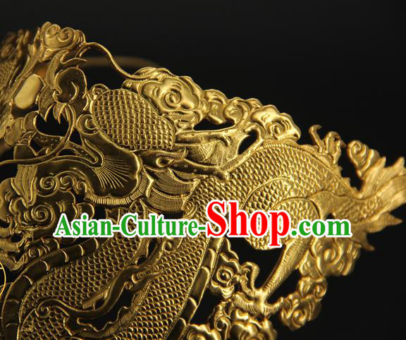 China Handmade Han Dynasty Swordsman Accessories Ancient Crown Prince Golden Face Mask China Handmade Han Dynasty Swordsman Accessories Ancient Crown Prince Golden Face Mask