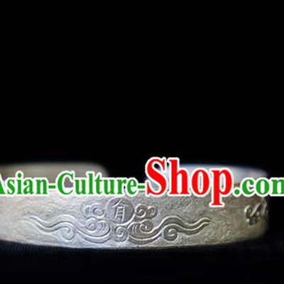 Handmade Chinese Traditional Song Dynasty Palace Bangle Accessories Ancient Empress Silver Bracelet Jewelry