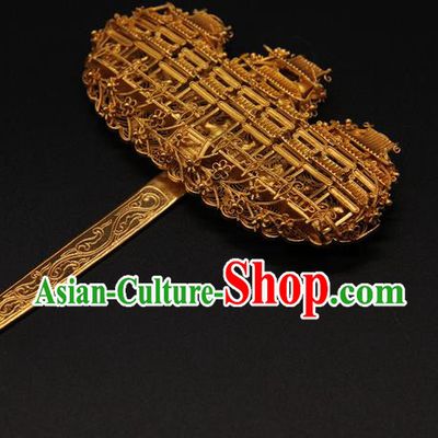 China Traditional Ming Dynasty Hair Stick Queen Hair Accessories Handmade Ancient Empress Golden Hairpin