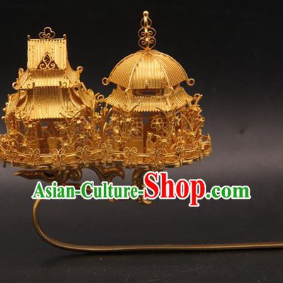 China Traditional Court Hair Accessories Handmade Ming Dynasty Wedding Hair Stick Ancient Queen Golden Hairpin