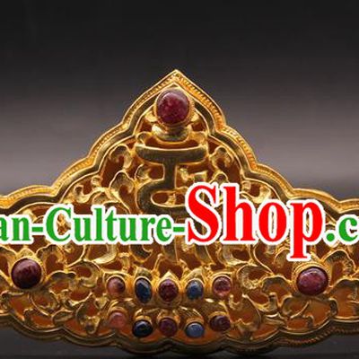China Handmade Ming Dynasty Court Gems Hair Crown Traditional Wedding Hair Accessories Ancient Queen Golden Hairpin