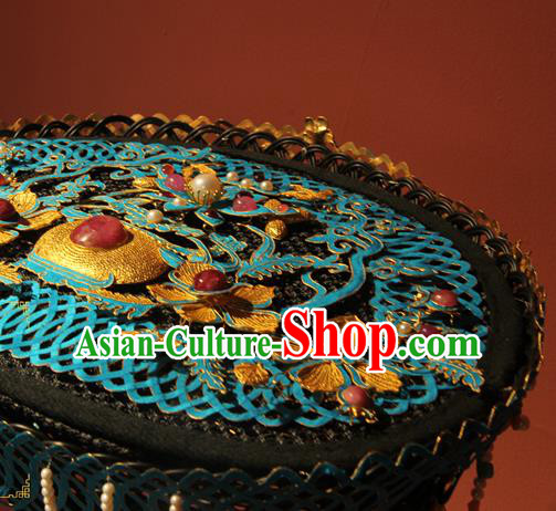 China Ancient Qing Dynasty Empress Headwear Handmade Palace Woman Hat Traditional Queen Headdress China Ancient Qing Dynasty Empress Headwear Handmade Palace Woman Hat Traditional Queen Headdress