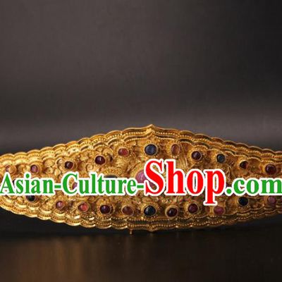 China Ancient Empress Hanfu Hairpin Handmade Palace Hair Accessories Traditional Ming Dynasty Gems Hair Crown