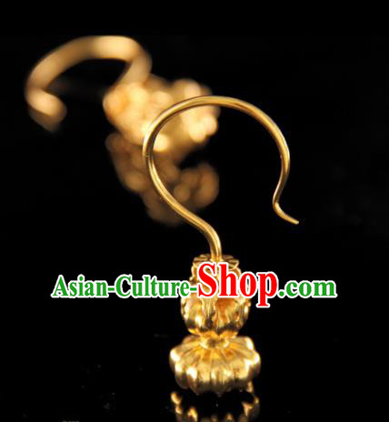 Handmade Chinese Ancient Ming Dynasty Golden Ear Accessories Traditional Court Earrings Jewelry Handmade Chinese Ancient Ming Dynasty Golden Ear Accessories Traditional Court Earrings Jewelry