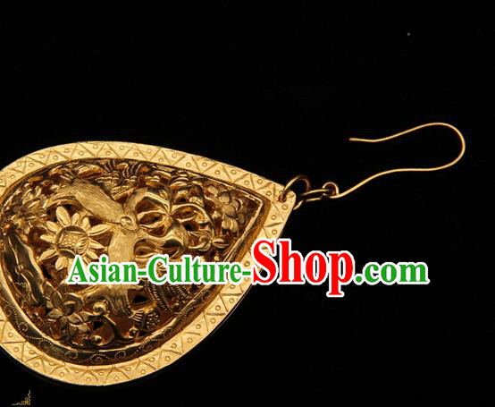 Handmade Chinese Traditional Ming Dynasty Ear Accessories Ancient Empress Golden Earrings Jewelry Handmade Chinese Traditional Ming Dynasty Ear Accessories Ancient Empress Golden Earrings Jewelry