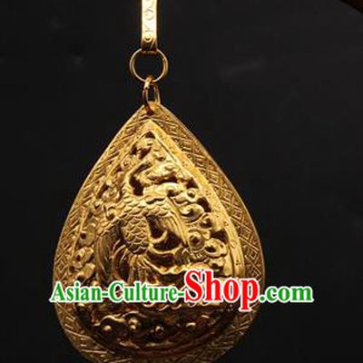 Handmade Chinese Traditional Ming Dynasty Necklace Accessories Ancient Imperial Consort Jewelry Golden Necklet Pendant