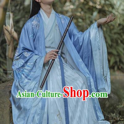 China Traditional Ancient Scholar Embroidered Hanfu Apparels Jin Dynasty Royal Prince Clothing for Men