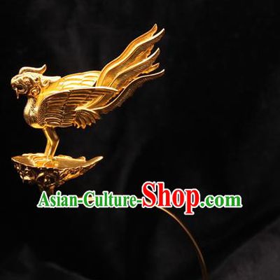 China Ancient Empress Golden Bird Hair Stick Handmade Hairpin Traditional Song Dynasty Hair Accessories