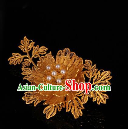 Handmade Chinese Ancient Qing Dynasty Accessories Traditional Court Golden Peony Brooch Jewelry Handmade Chinese Ancient Qing Dynasty Accessories Traditional Court Golden Peony Brooch Jewelry