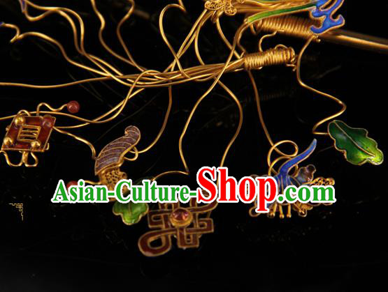 China Ancient Qing Dynasty Empress Hairpin Traditional Palace Headpiece Handmade Queen Blueing Hair Stick China Ancient Qing Dynasty Empress Hairpin Traditional Palace Headpiece Handmade Queen Blueing Hair Stick