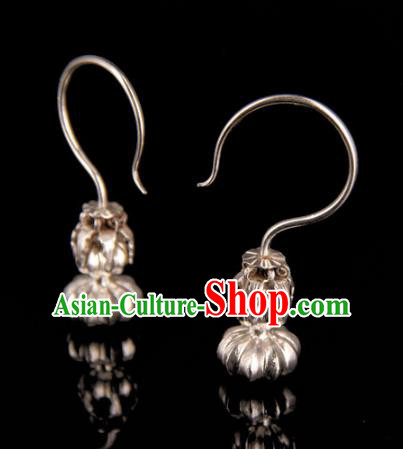Handmade Chinese Ancient Qing Dynasty Ear Accessories Traditional Court Silver Earrings Jewelry Handmade Chinese Ancient Qing Dynasty Ear Accessories Traditional Court Silver Earrings Jewelry