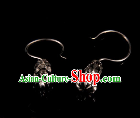 Handmade Chinese Ancient Qing Dynasty Ear Accessories Traditional Court Silver Earrings Jewelry Handmade Chinese Ancient Qing Dynasty Ear Accessories Traditional Court Silver Earrings Jewelry