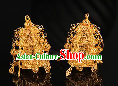 Handmade Chinese Traditional Court Golden Lantern Earrings Jewelry Ancient Qing Dynasty Ear Accessories Handmade Chinese Traditional Court Golden Lantern Earrings Jewelry Ancient Qing Dynasty Ear Accessories