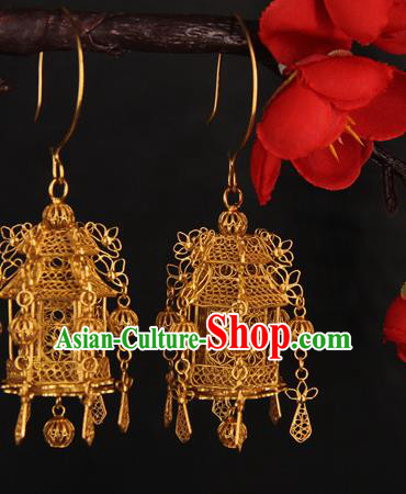 Handmade Chinese Traditional Court Golden Lantern Earrings Jewelry Ancient Qing Dynasty Ear Accessories Handmade Chinese Traditional Court Golden Lantern Earrings Jewelry Ancient Qing Dynasty Ear Accessories