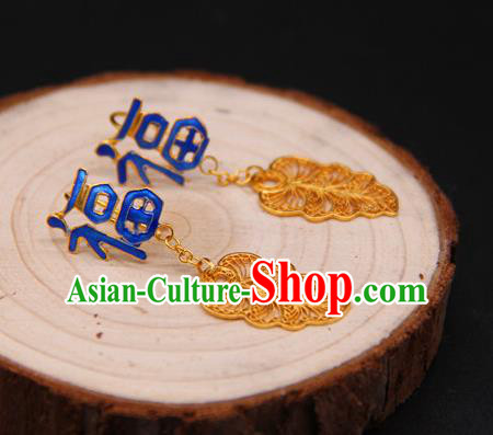 Handmade Traditional Court Cloisonne Ear Jewelry Chinese Ancient Qing Dynasty Queen Earrings Accessories Handmade Traditional Court Cloisonne Ear Jewelry Chinese Ancient Qing Dynasty Queen Earrings Accessories