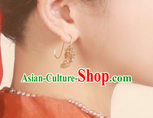 Handmade Traditional Court Empress Ear Jewelry Chinese Ancient Song Dynasty Golden Earrings Accessories Handmade Traditional Court Empress Ear Jewelry Chinese Ancient Song Dynasty Golden Earrings Accessories