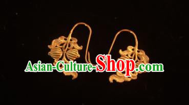 Handmade Traditional Court Empress Ear Jewelry Chinese Ancient Song Dynasty Golden Earrings Accessories Handmade Traditional Court Empress Ear Jewelry Chinese Ancient Song Dynasty Golden Earrings Accessories