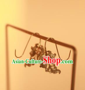 Handmade Traditional Court Empress Ear Jewelry Chinese Ancient Song Dynasty Golden Earrings Accessories Handmade Traditional Court Empress Ear Jewelry Chinese Ancient Song Dynasty Golden Earrings Accessories