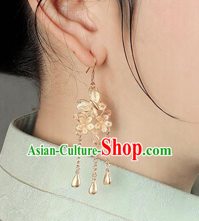 Handmade Chinese Wedding Golden Earrings Traditional Accessories Ancient Court Hanfu Tassel Ear Jewelry Handmade Chinese Wedding Golden Earrings Traditional Accessories Ancient Court Hanfu Tassel Ear Jewelry