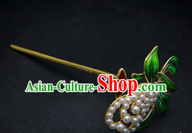China Traditional Cloisonne Hair Stick Handmade Palace Hair Jewelry Ancient Ming Dynasty Hairpin
