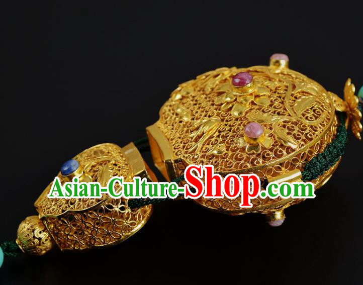Chinese Traditional Hanfu Waist Accessories Ancient Swordsman Golden Gourd Sachet Pendant Chinese Traditional Hanfu Waist Accessories Ancient Swordsman Golden Gourd Sachet Pendant