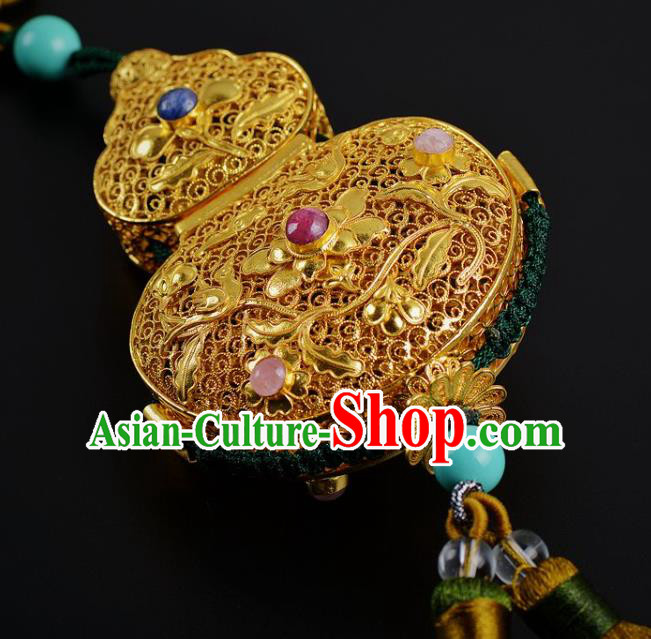 Chinese Traditional Hanfu Waist Accessories Ancient Swordsman Golden Gourd Sachet Pendant Chinese Traditional Hanfu Waist Accessories Ancient Swordsman Golden Gourd Sachet Pendant