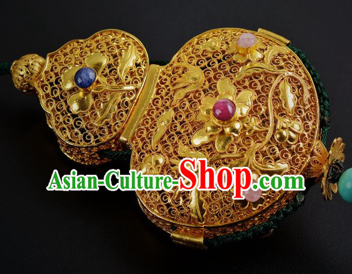 Chinese Traditional Hanfu Waist Accessories Ancient Swordsman Golden Gourd Sachet Pendant Chinese Traditional Hanfu Waist Accessories Ancient Swordsman Golden Gourd Sachet Pendant