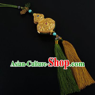 Chinese Traditional Hanfu Waist Accessories Ancient Swordsman Golden Gourd Sachet Pendant